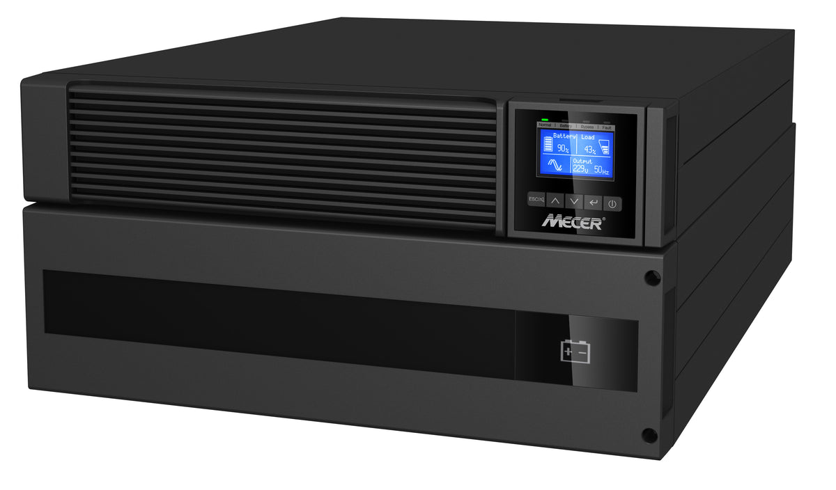 MECER RT 6KVA ON-LINE RACKMOUNT [2U] UPS PF:1.0 with SNMP card + 1 set Rail Mount Kit Included (EXCLUDES EBM-20-9 Battery Bank)
