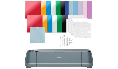 2011290 - Cricut Maker 4 Essentials Kit  Includes: Cricut Maker 4: Scraper  Spatula  Scoring Stylus  Weeder  Mini Weeder/ 2 x Fine-point Pens/ Premium Fine-point Blade + Housing/ Smart Vinyl 6 Sheets (12x13")/ Smart Iron On 6 Sheets (12x13")/ 6 x Cardstoc