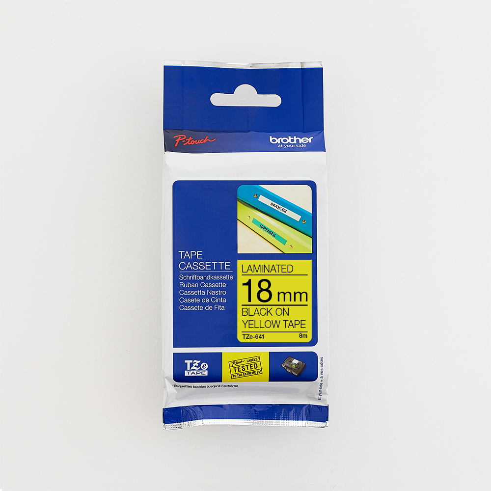 Brother 18MM Black on Yellow Laminated tape
