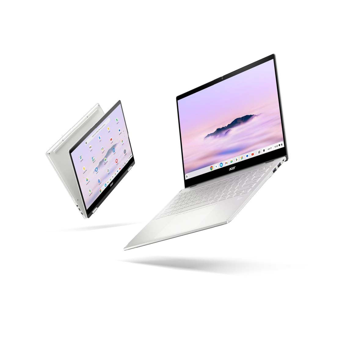 Acer Chromebook Plus Spin 514 14" WUXGA IPS 120Hz Touch MediaTek Kompanio Ultra 910 Octa-core CPU 12 GB LPDDR5X Memory UFS 256GB SD card reader WIFI 7 2x2 BE+BT SD card reader 5MP Camera 70Wh Li-ion battery 100W TypeC adapter No Stylus Google Chrome OS 3 