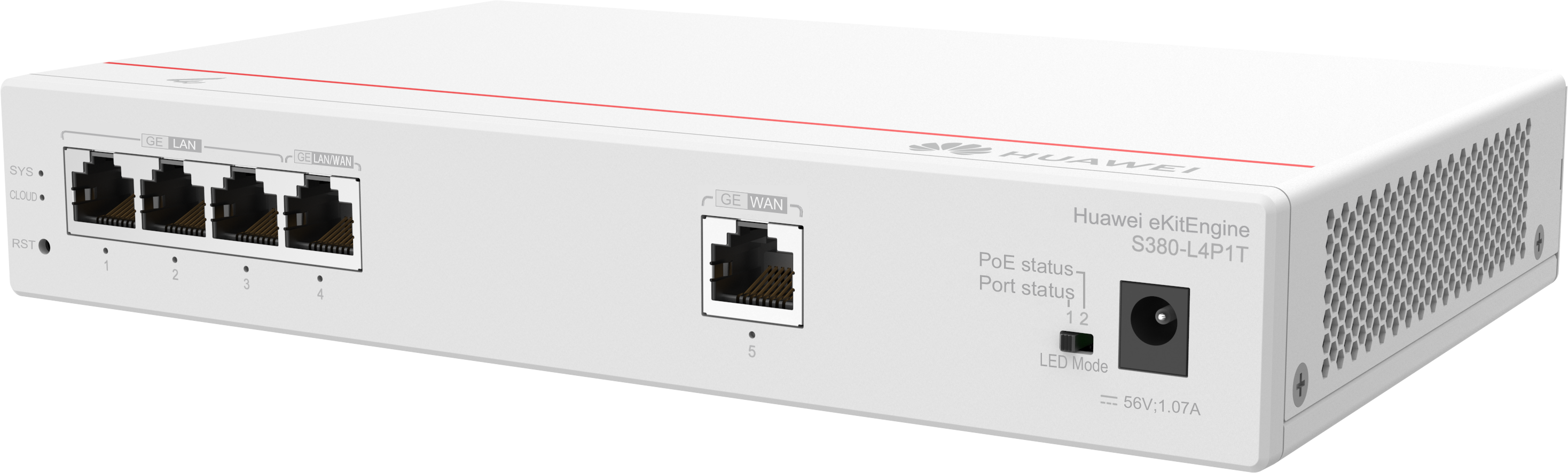 S380 L4P1T 1*GE WAN 4*GE LAN(PoE+ 50W) up to 150 users forwarding performance 2Gbps