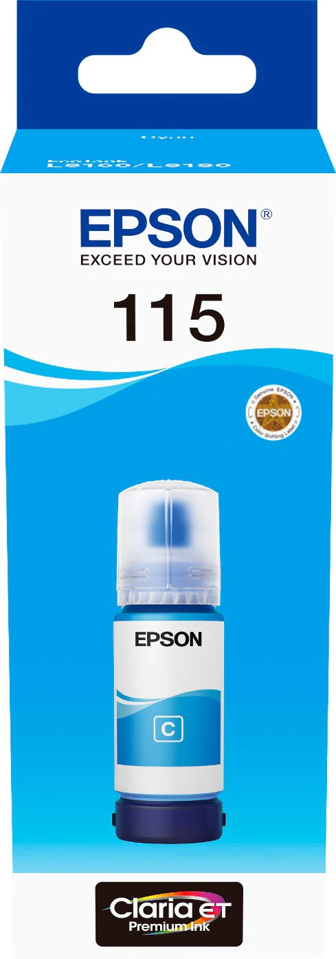 Epson 115 Ink Bottles Cyan 70ml EcoTank L8160 6200 pages 2300 Photos