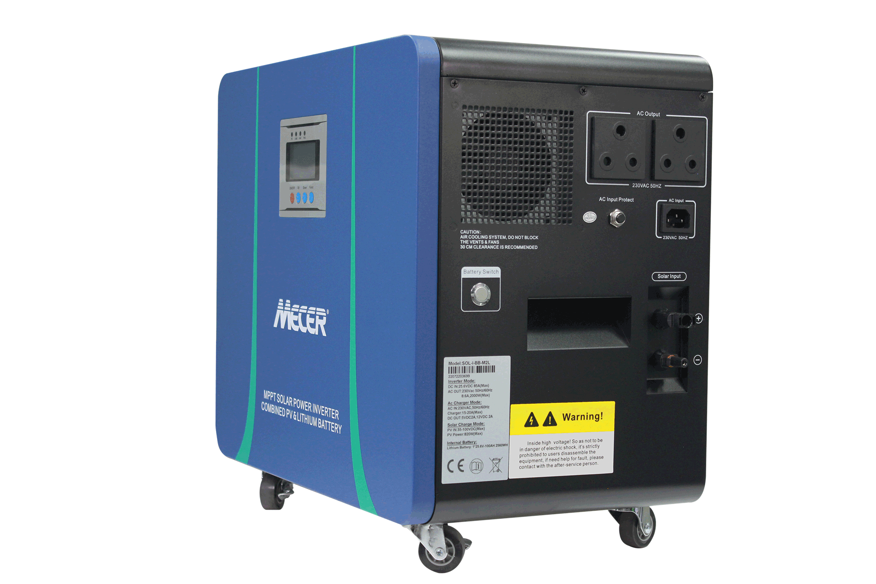Mecer 2Kw 25.6V 100Ah Lithium Battery 820W MPPT