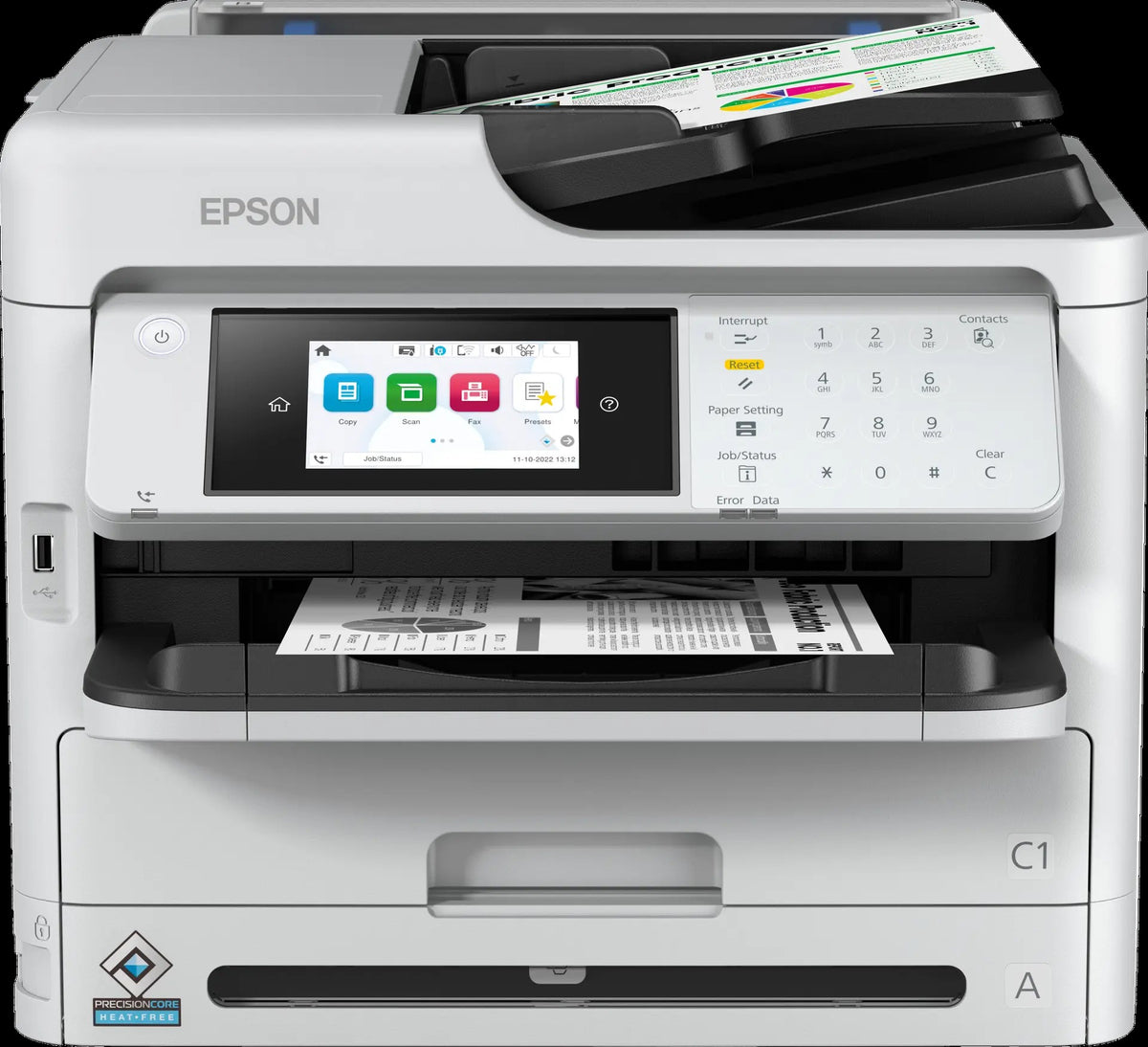 Epson 34ppm Mono A4 Print Scan Copy Fax USB Wired Wireless WiFi Direct Full Duplex incl initialisation ink bags only
