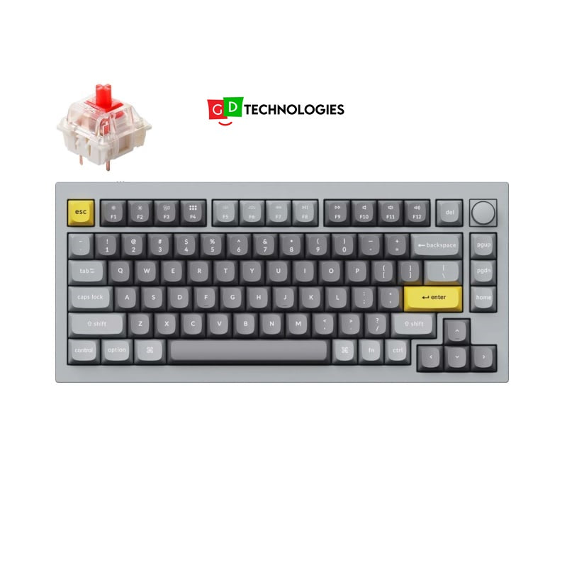 Keychron Q1 75% Red Gateron G Pro Switches with Knob Aluminium RGB Wired Keyboard