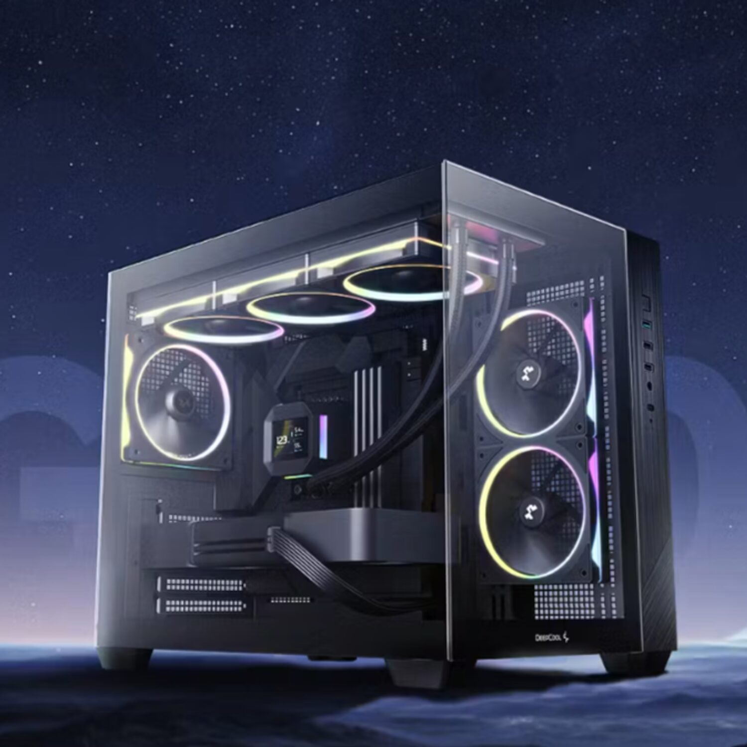 Deepcool CG330 3F Panoramic Dual-Chamber Micro-ATX Gaming Chassis - Black – image 3