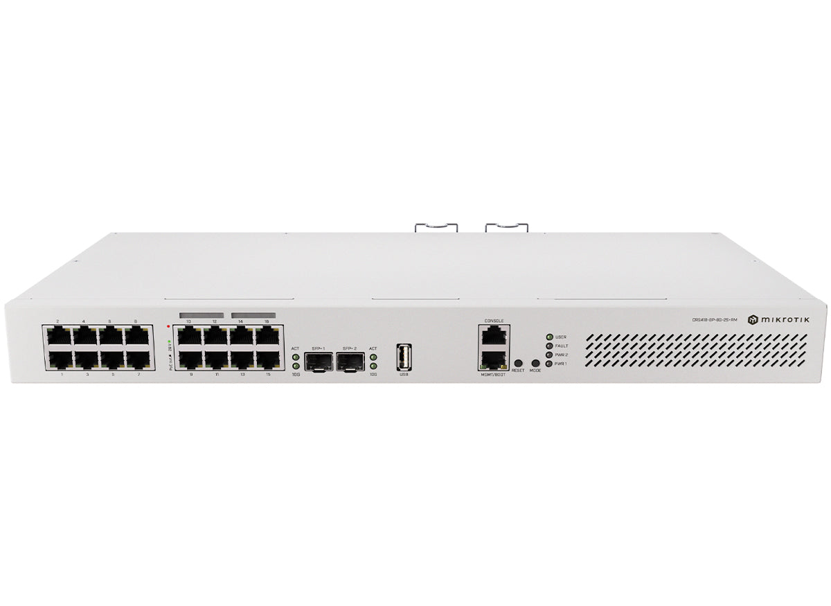 MikroTik Cloud Router Switch 16 Port with 8 PoE 150W 2SFP+ | CRS418-8P-8G-2S+RM