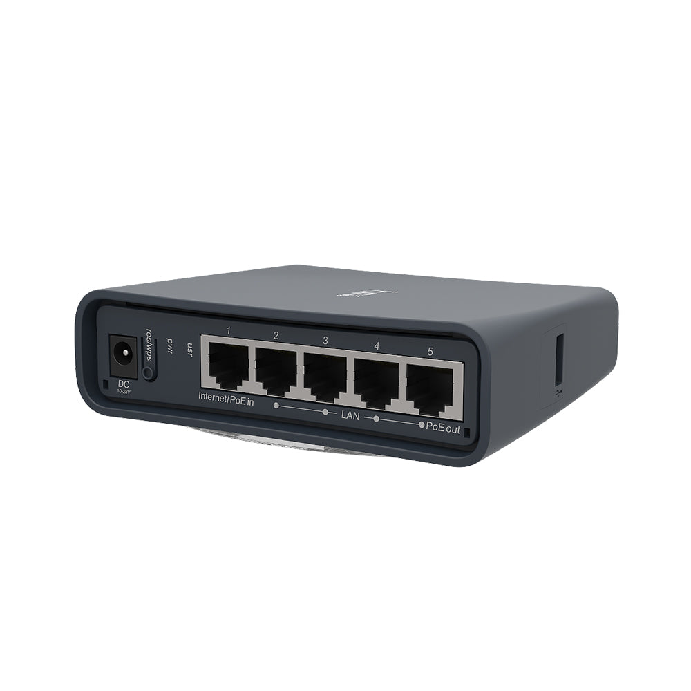 MikroTik RouterBOARD RB951Ui-2HnD, 5x LAN, built-in 2.4GHz 802b/g/n 2x2 two chain wireless with integrated antennas, desktop case, PSU