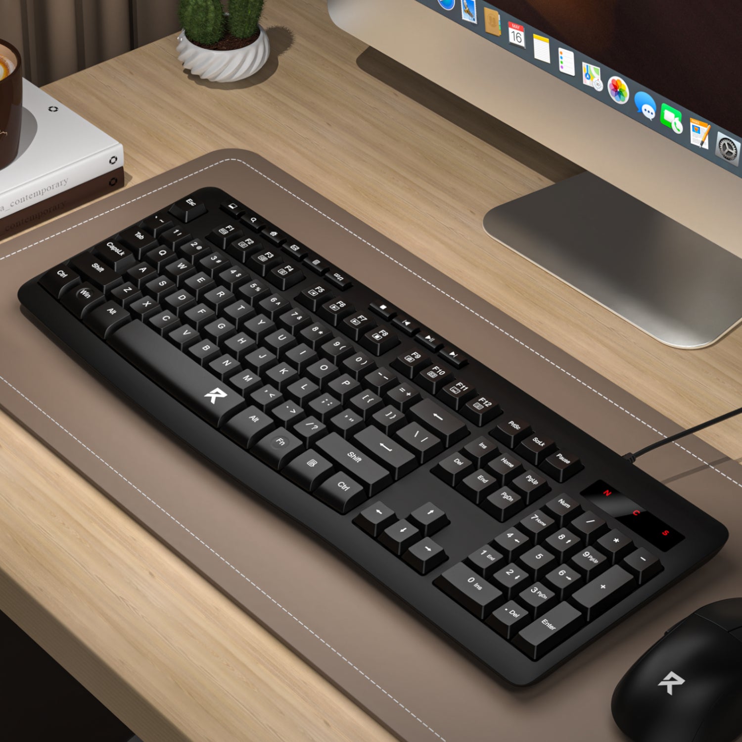 Redragon BK-7366 Full-size Ergonomic Wired Membrane Office Keyboard - Black – image 5