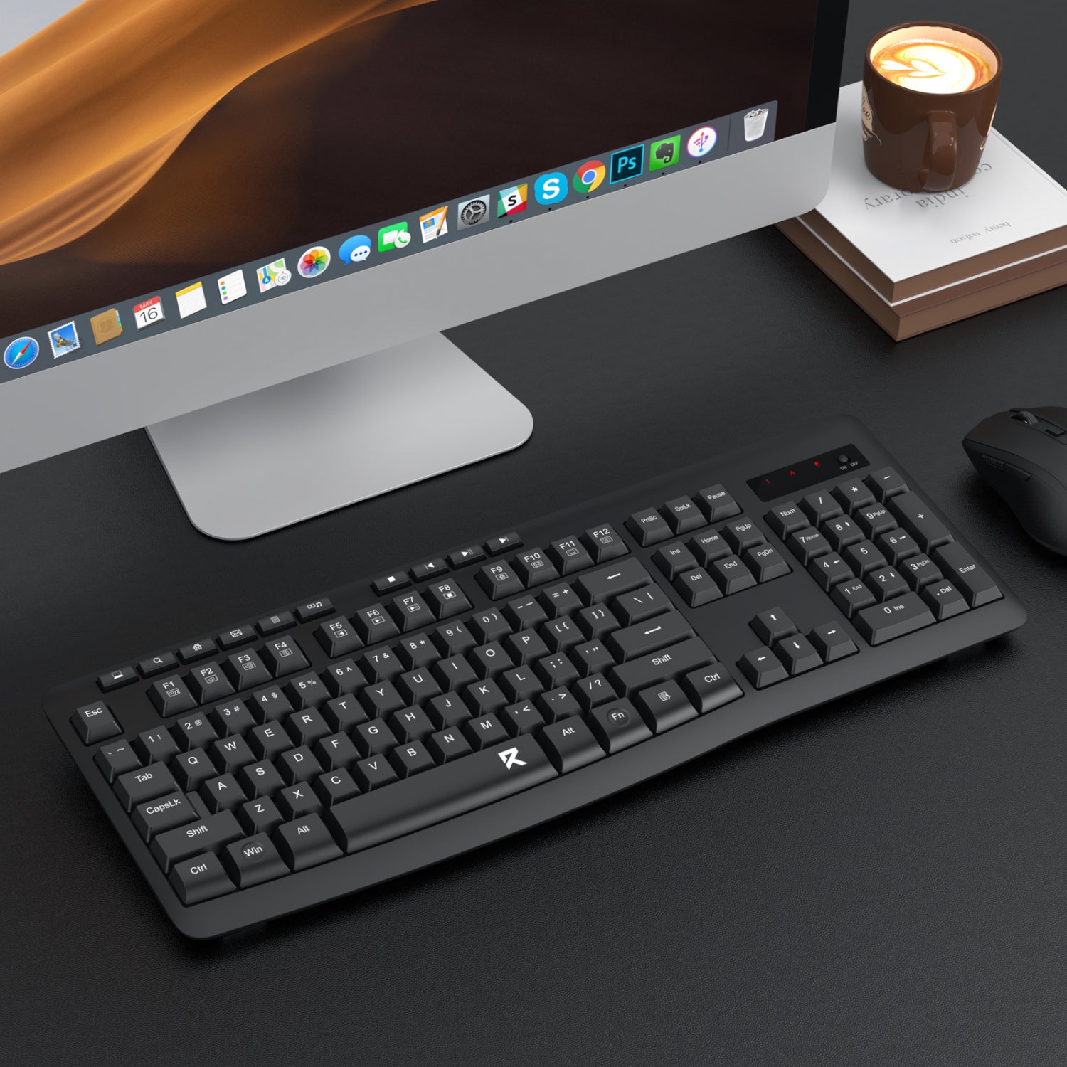 Redragon BK-7367 Full-size Ergonomic Wireless Membrane Office Keyboard - Black – image 6