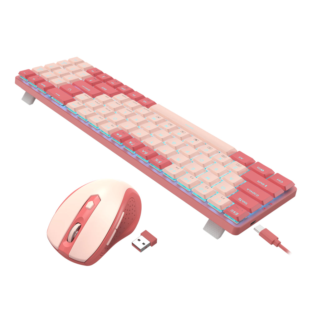 Redragon BS8772 Wireless Keyboard and Mouse Combo - Red/Pink – image 2