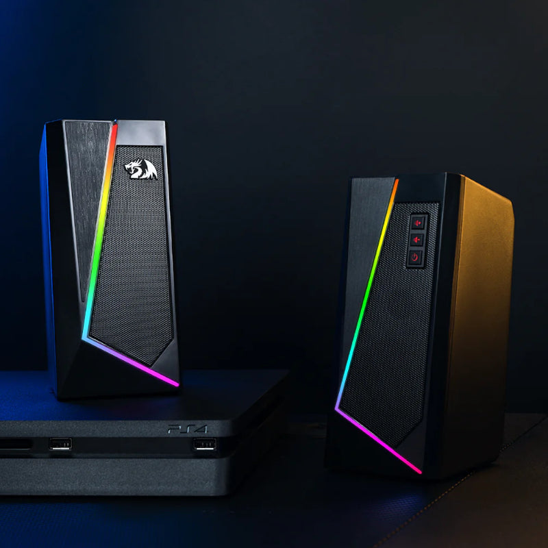REDRAGON 2.0 Satellite Speaker ANVIL 2 x 3W RGB USB|Aux Gaming Speaker - Black – image 6