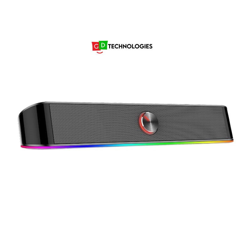 REDRAGON 2.0 Sound Bar ADIEMUS 2 x 3W RGB USB|Aux PC Gaming Speaker – Black