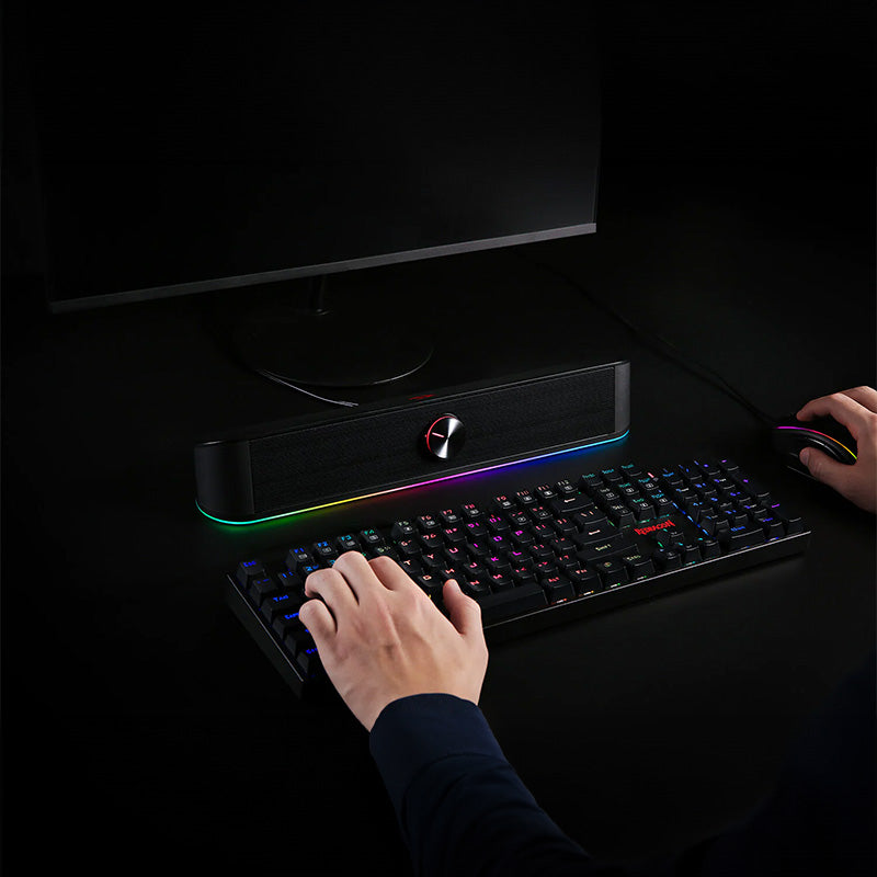 REDRAGON 2.0 Sound Bar ADIEMUS 2 x 3W RGB USB|Aux PC Gaming Speaker - Black - image 7