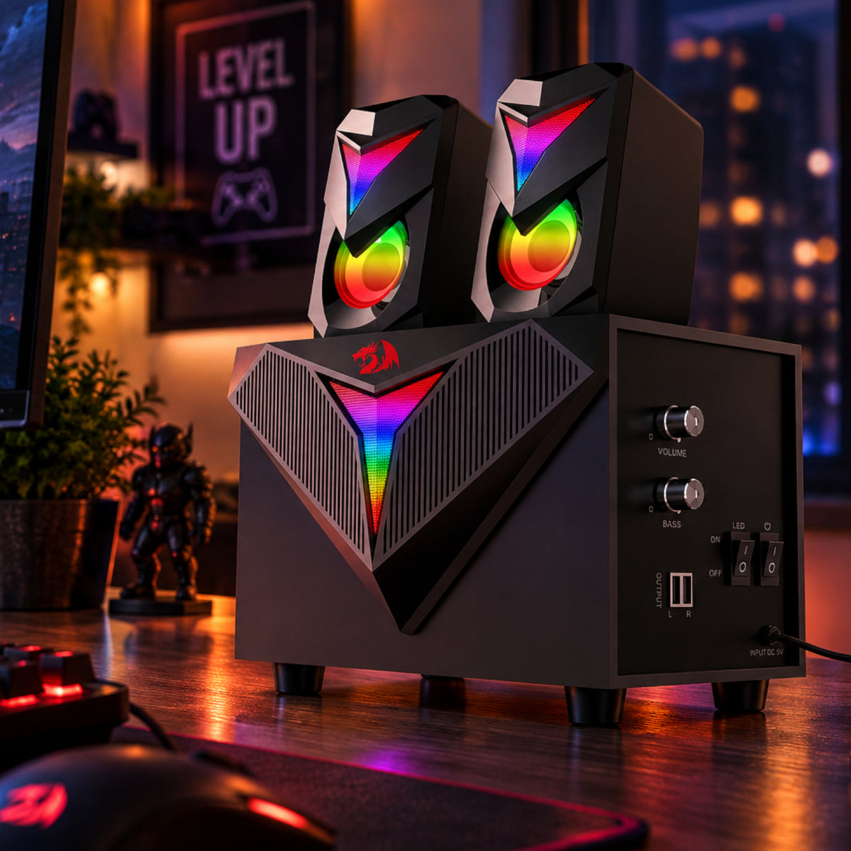REDRAGON 2.1 Satellite Speaker TOCCATA RGB 11W Gaming Speaker - Black – image 7