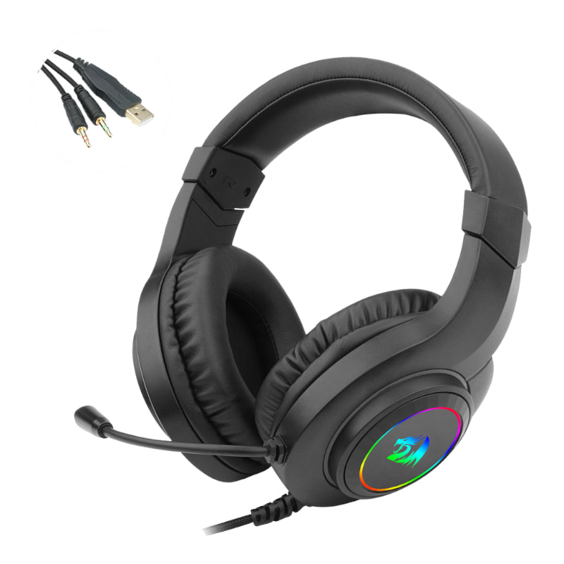 REDRAGON Over-Ear HYLAS Aux (Mic and Headset)|USB (Power Only)
RGB Gaming Headset - Black – image 6