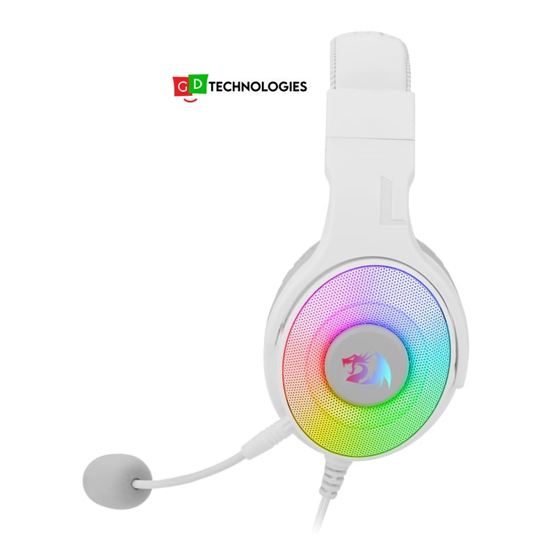 REDRAGON Over-Ear PANDORA USB (Power Only)|Aux (Mic &amp; Headset) RGB Gaming Headset – White