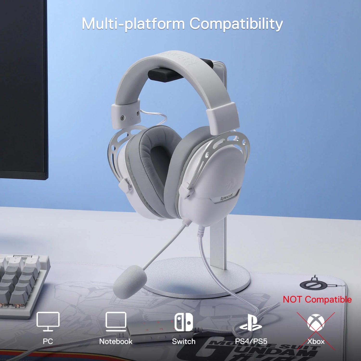 REDRAGON Over-Ear AURORA Gaming Headset - White – image 4