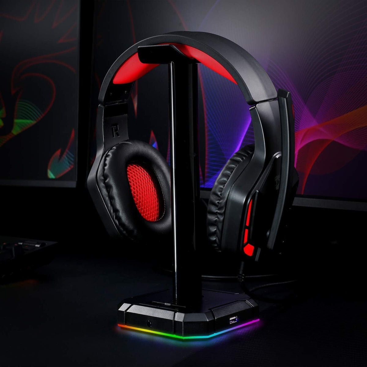 Redragon HA300 Scepter Pro RGB Headset Stand with USB Hub (4 x USB 2.0, RGB Lighting) – image 5