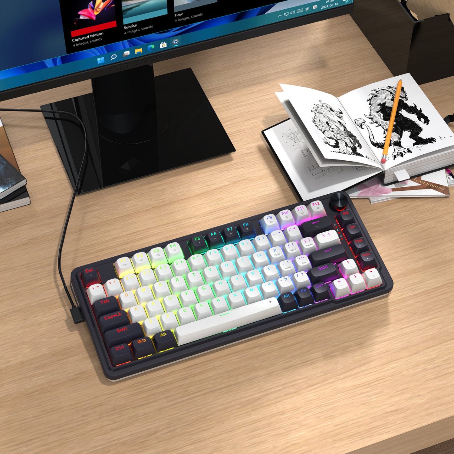 Redragon K673 UCAL 75% Magnetic Ultramag Switch Wired Keyboard - Black – image 6