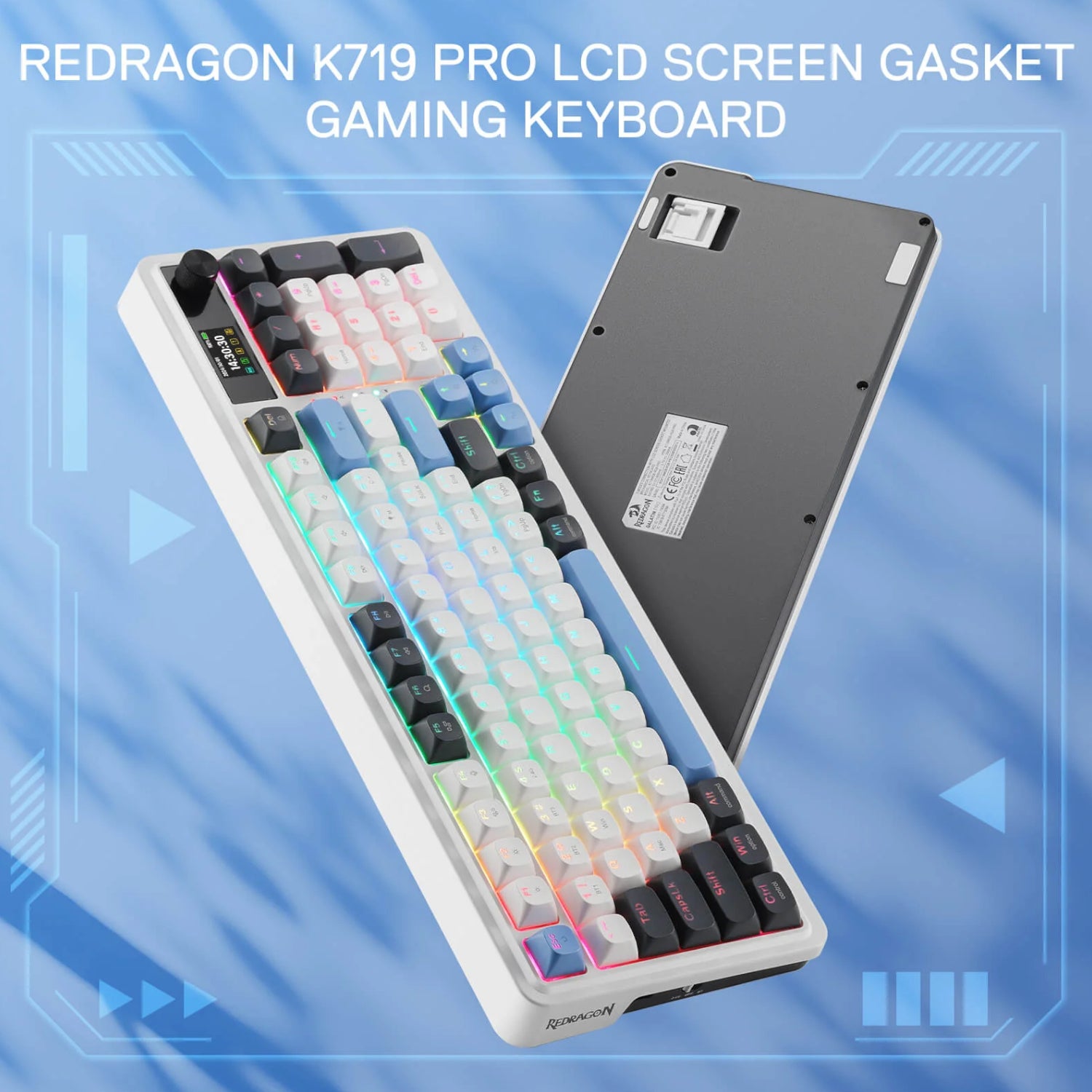 Redragon K719WGB GALATIN RGB PRO Full sized Wireless Gaming Keyboard - White – image 4