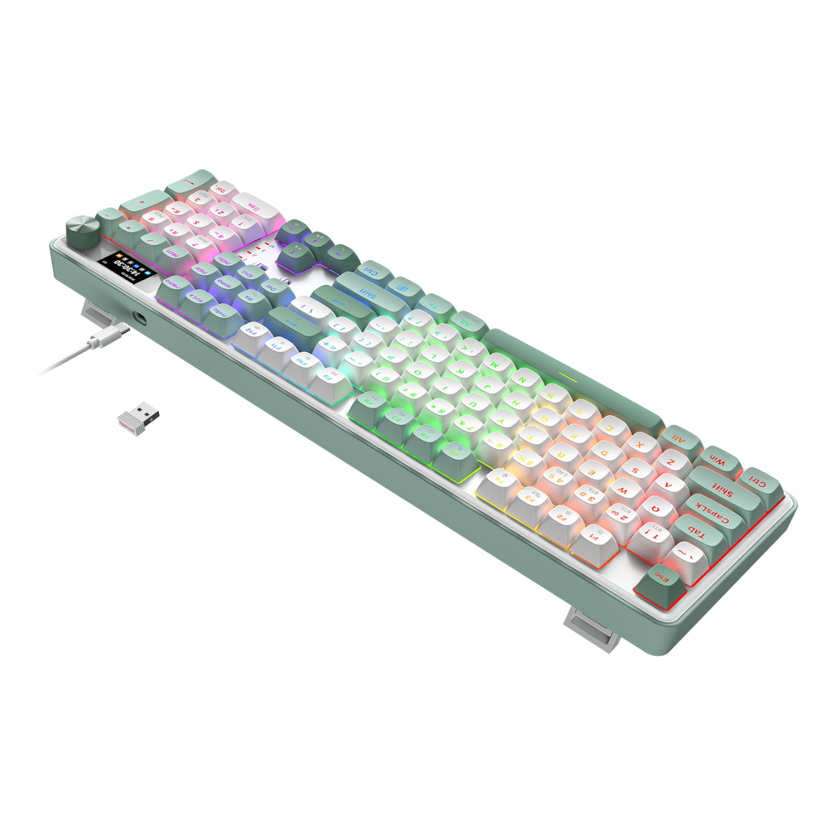 Redragon WYVERN K761 Pro Full-size RGB Wireless Mechanical Gaming Keyboard - White/Green – image 4