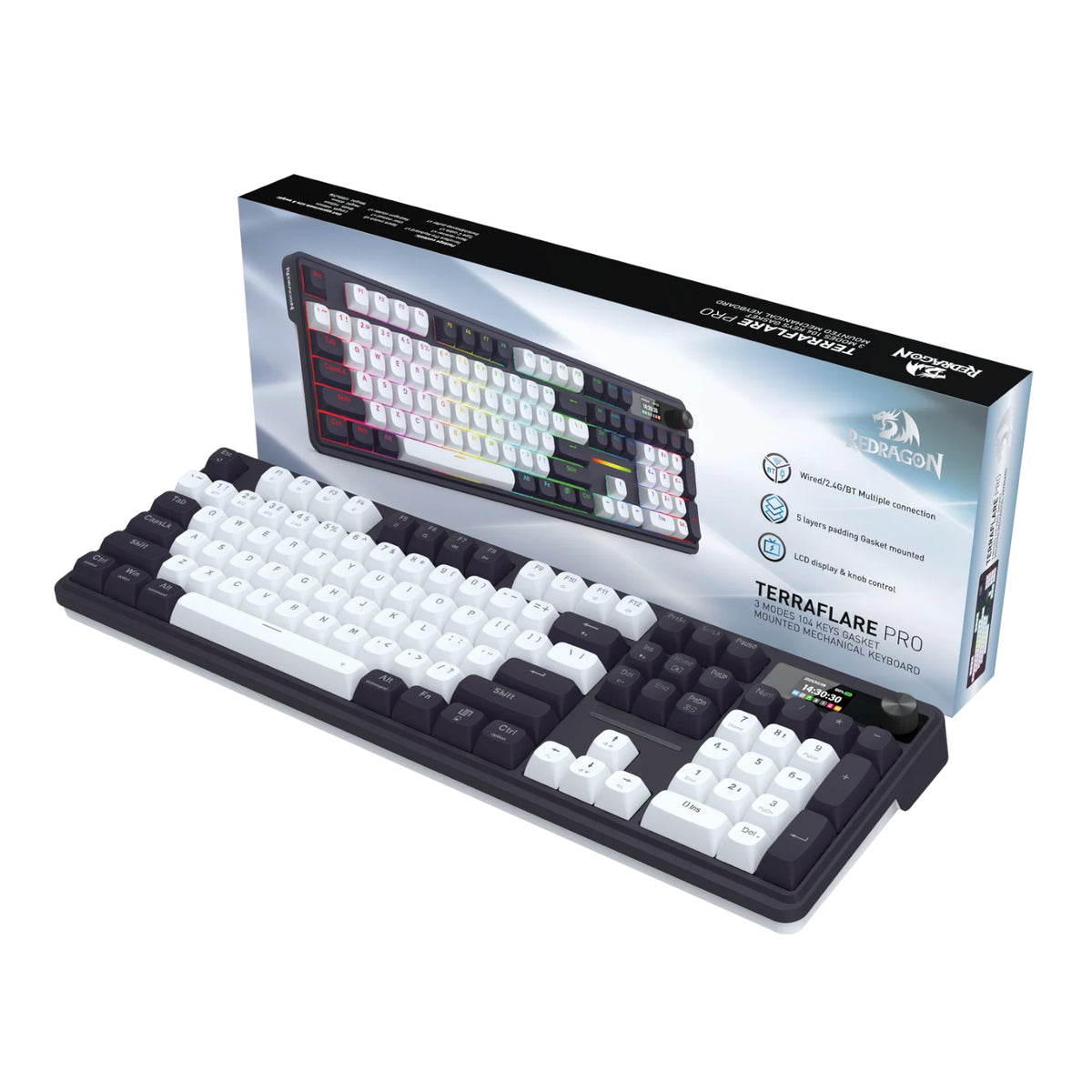 Redragon K762WB-RGB-PRO LCD Full-size Gasket Mechanical Keyboard - Black – image 5
