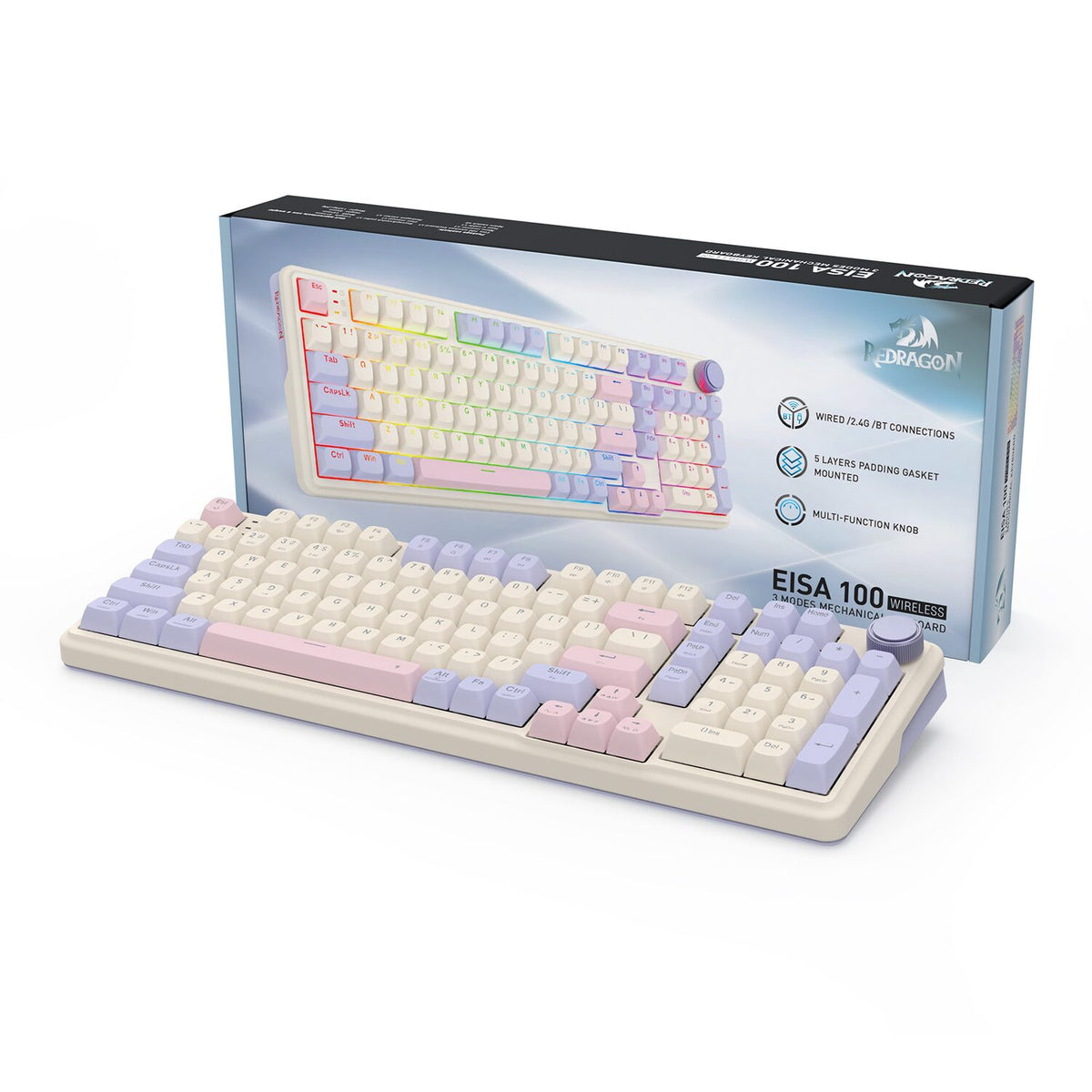 Redragon K768 EISA 100 RGB Wireless Gaming Keyboard - Lilac – image 8