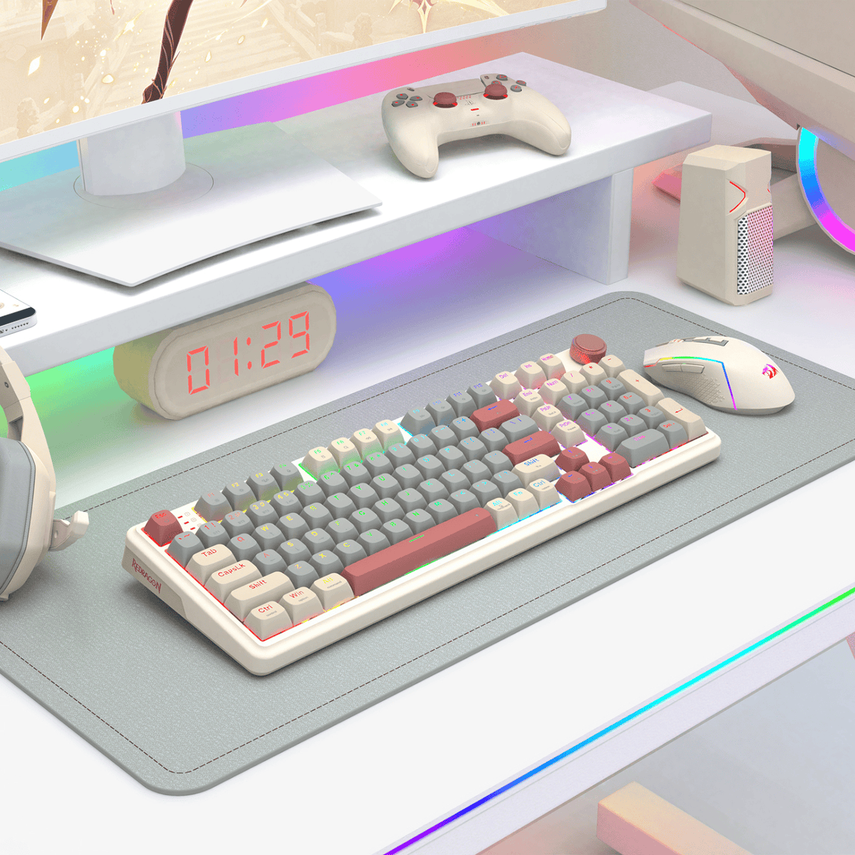 Redragon EISA 100 Retro RGB Wireless Mechanical Keyboard - Cream/Grey – image 7