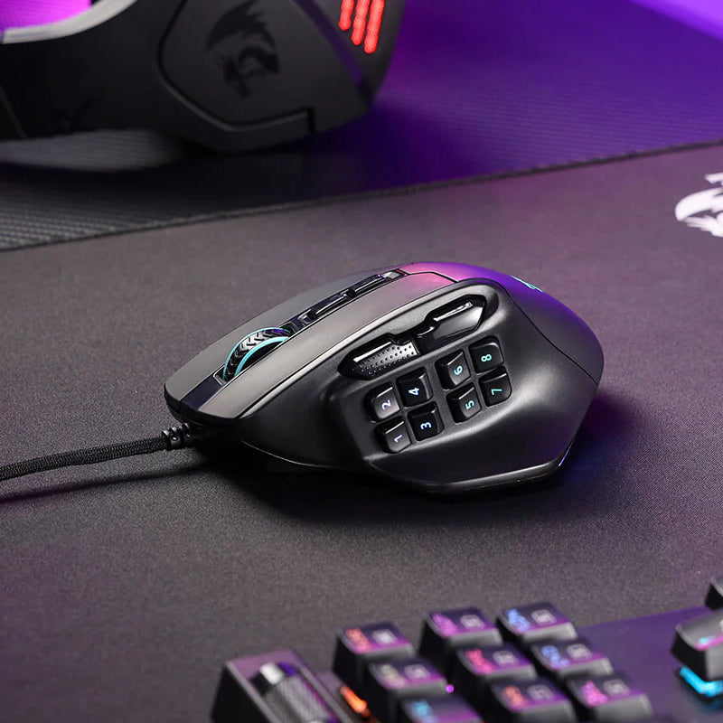 REDRAGON Aatrox 6200DP RGB MMO Gaming Mouse - Black - image 7
