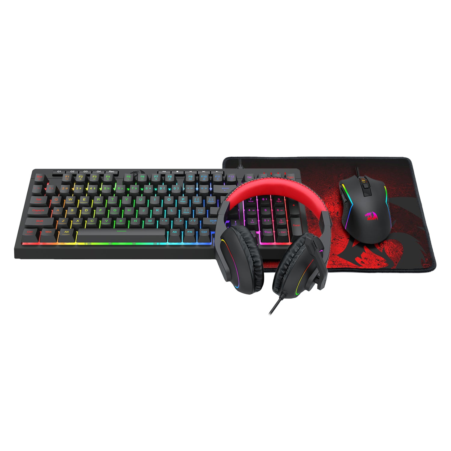 Redragon 4-in-1 Keyboard | Mouse | Mousepad | RGB Headset Gaming Combo – image 2