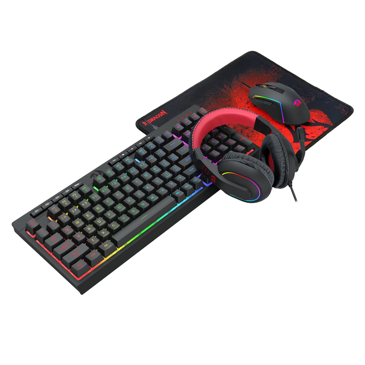 Redragon 4-in-1 Keyboard | Mouse | Mousepad | RGB Headset Gaming Combo – image 3