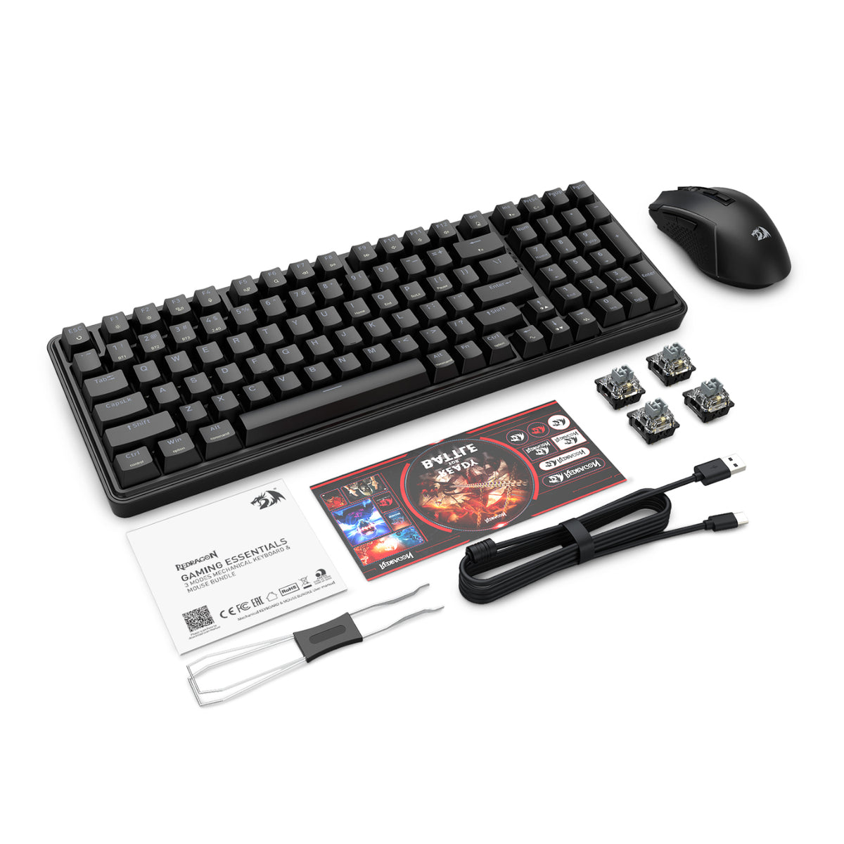 Redragon S162 RGB 3-Mode Wireless Mechanical Gaming Keyboard and Mouse Combo - Black – image 7