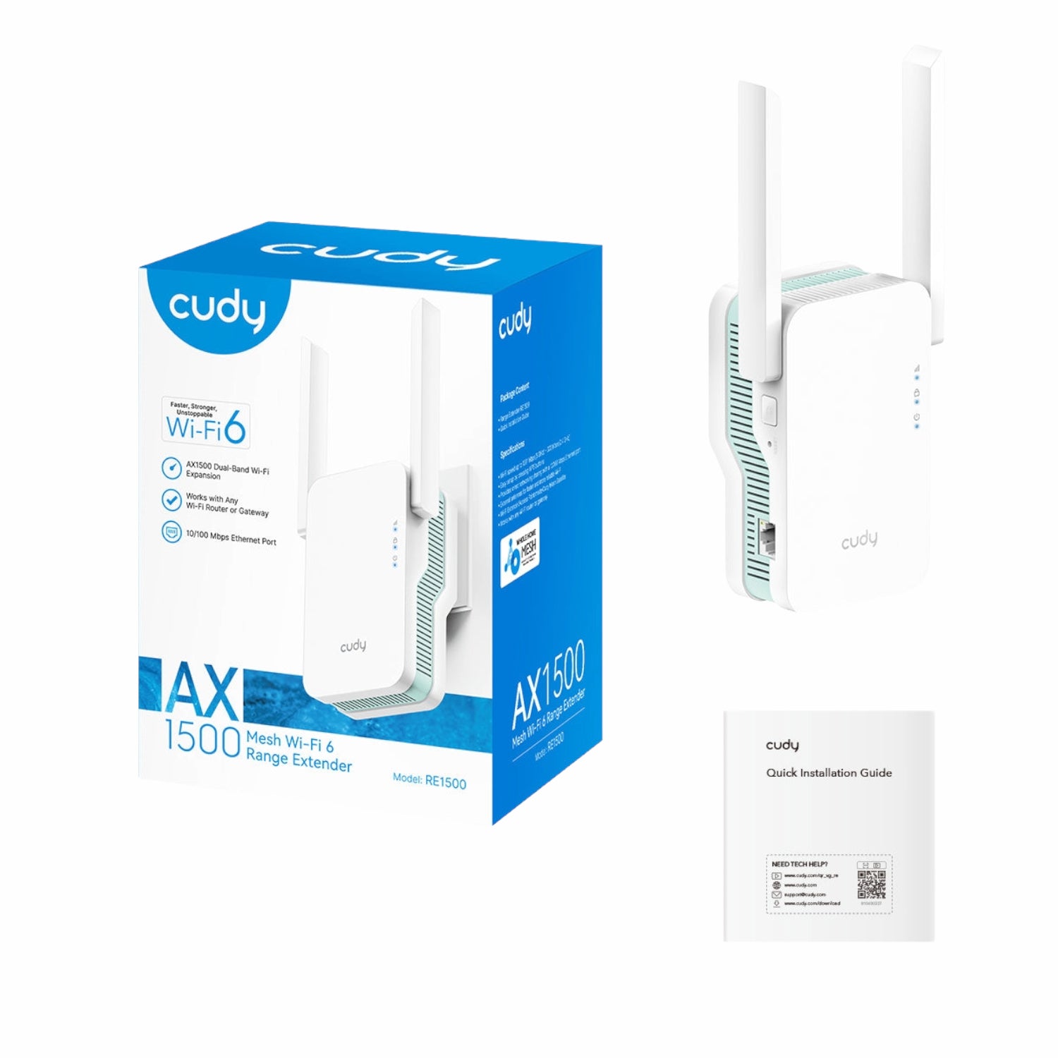 Cudy AX1500 Dual-Band Wi-Fi 6 Range Extender (Wall Plug)-White – image 5