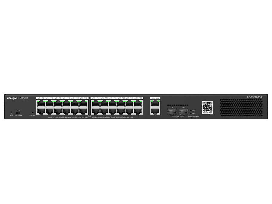 Reyee 26 Port Gigabit with 24 PoE 370W 2SFP Smart Managed Switch | RG-ES228GS-P