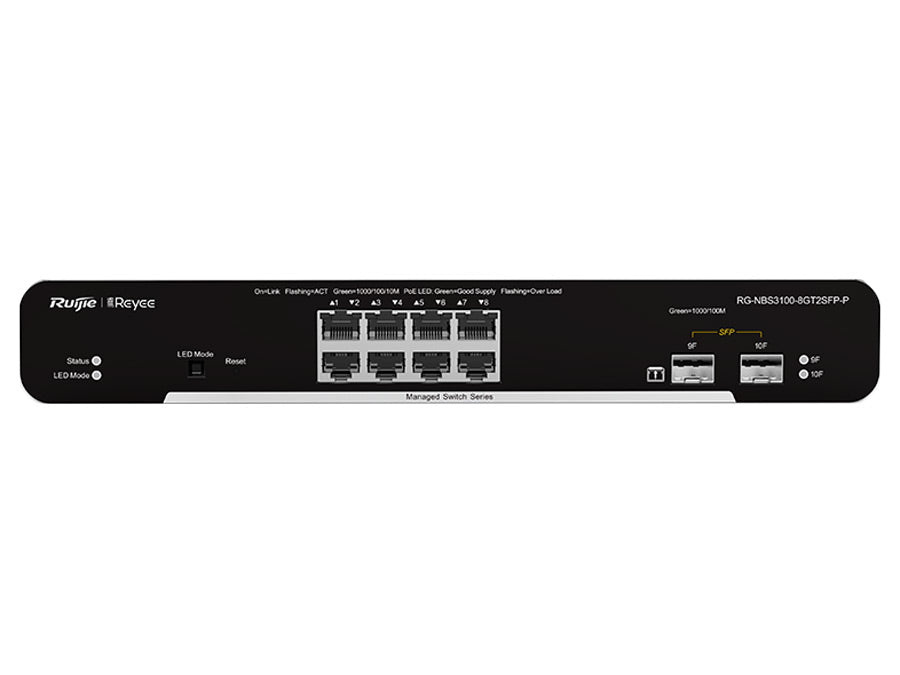 Reyee 8 Port Gigabit PoE 125W 2SFP Layer 2+ Smart Managed Switch |  RG-NBS3100-8GT2SFP-P-V2