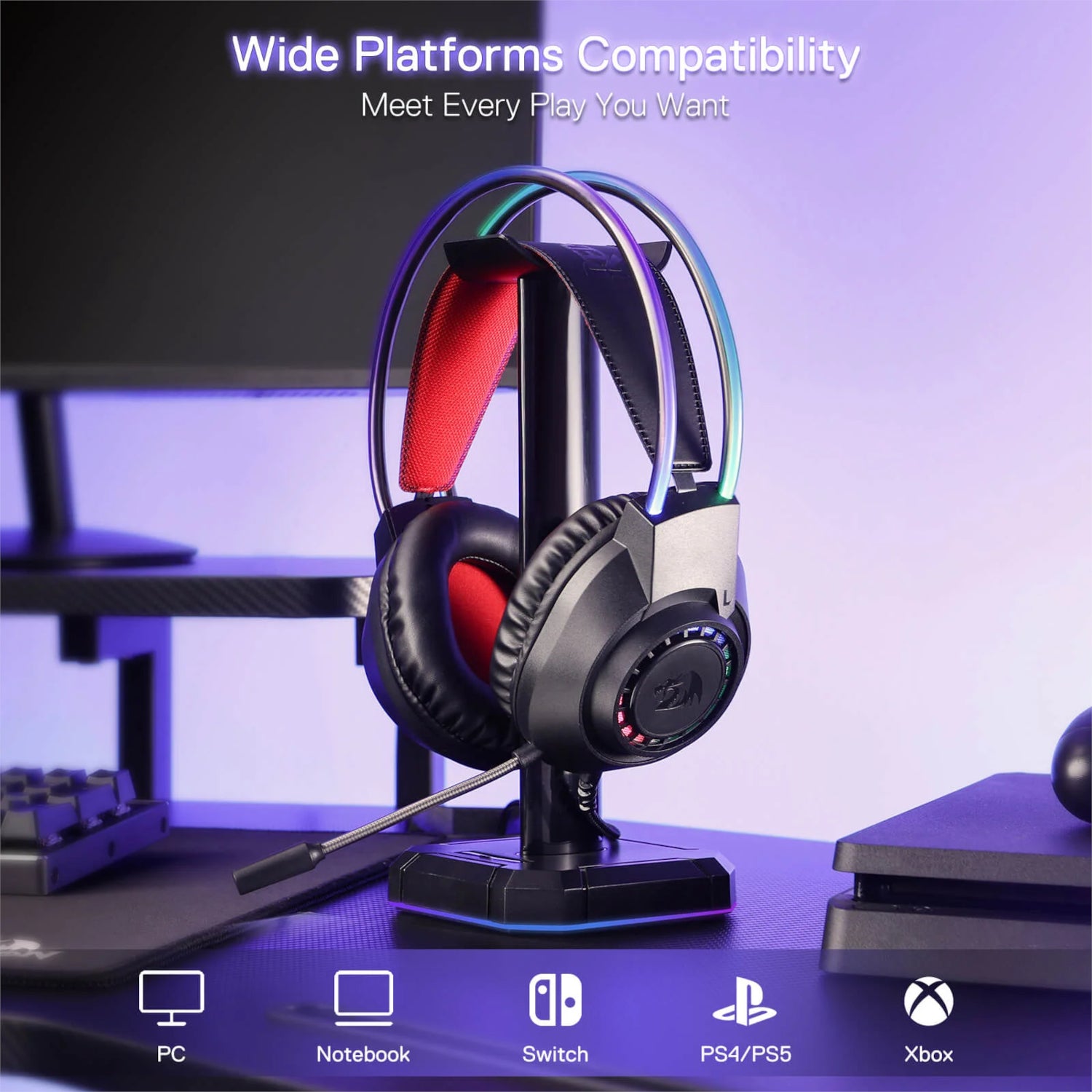 Redragon SCREAM Over-Ear RGB Gaming Headset - Black – image 2