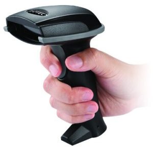 Wired, Handheld 1D Barcode Scanner with USB cable and Stand.