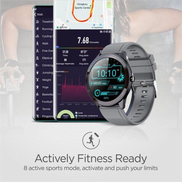 SN93 IP68 Sports Round Metal Smart Watch – Grey