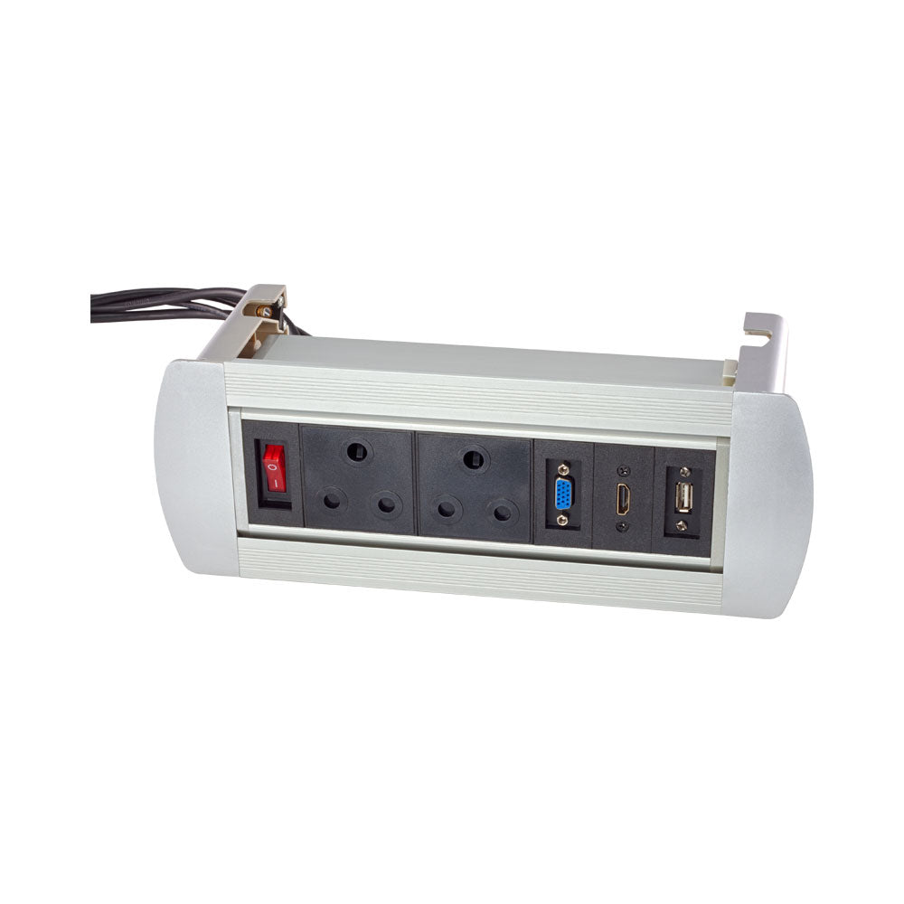 POPUP DESK (2XPWR, 1XUSB,1XVGA,1XHDMI,W SW)SILVER