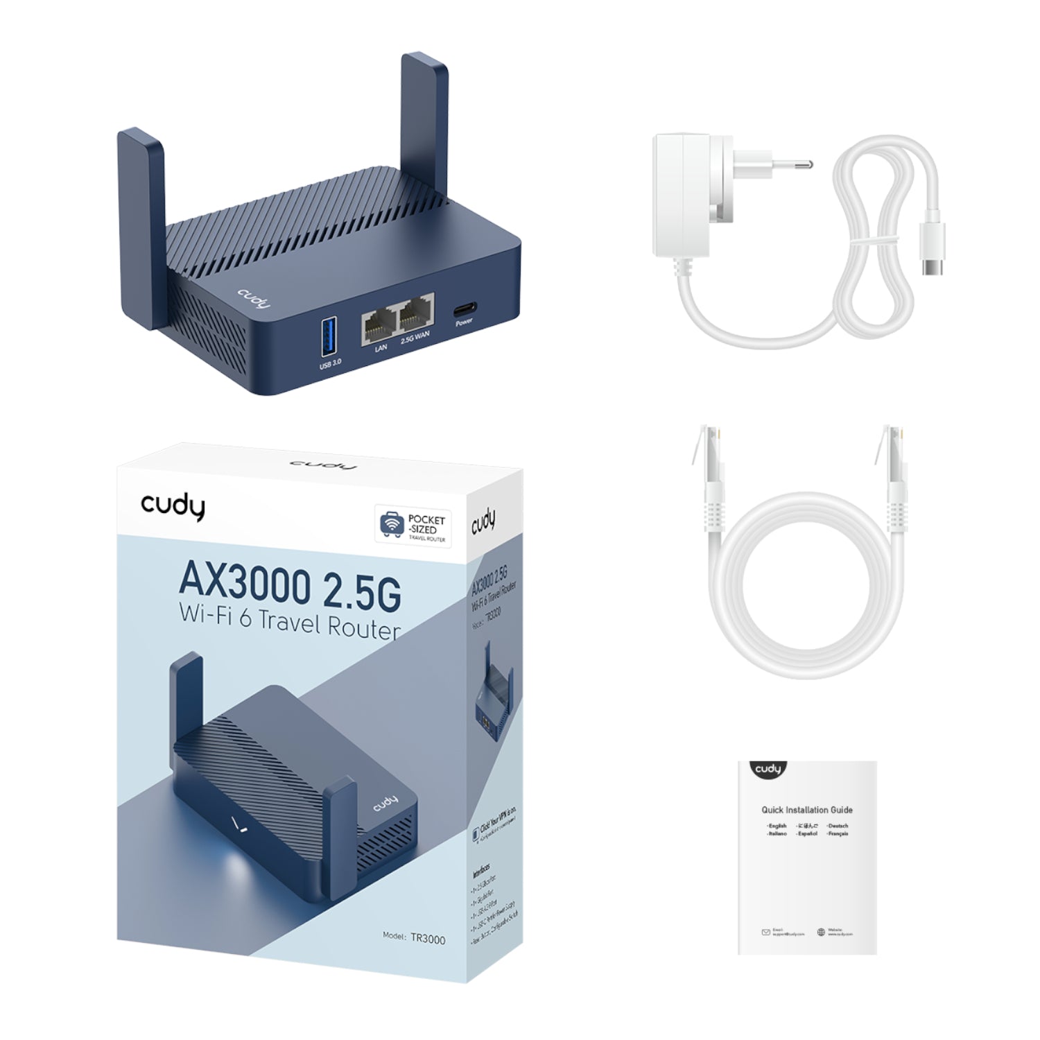 Cudy AX3000 2.5G Wi-Fi 6 Mini VPN Travel Router - Navy Blue – image 5