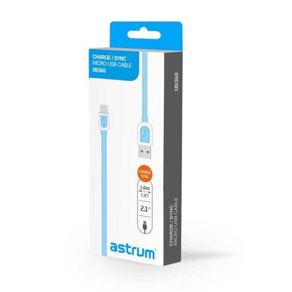 UD360 USB 2.0 to Micro USB Charge & Sync Flat Cable – Blue