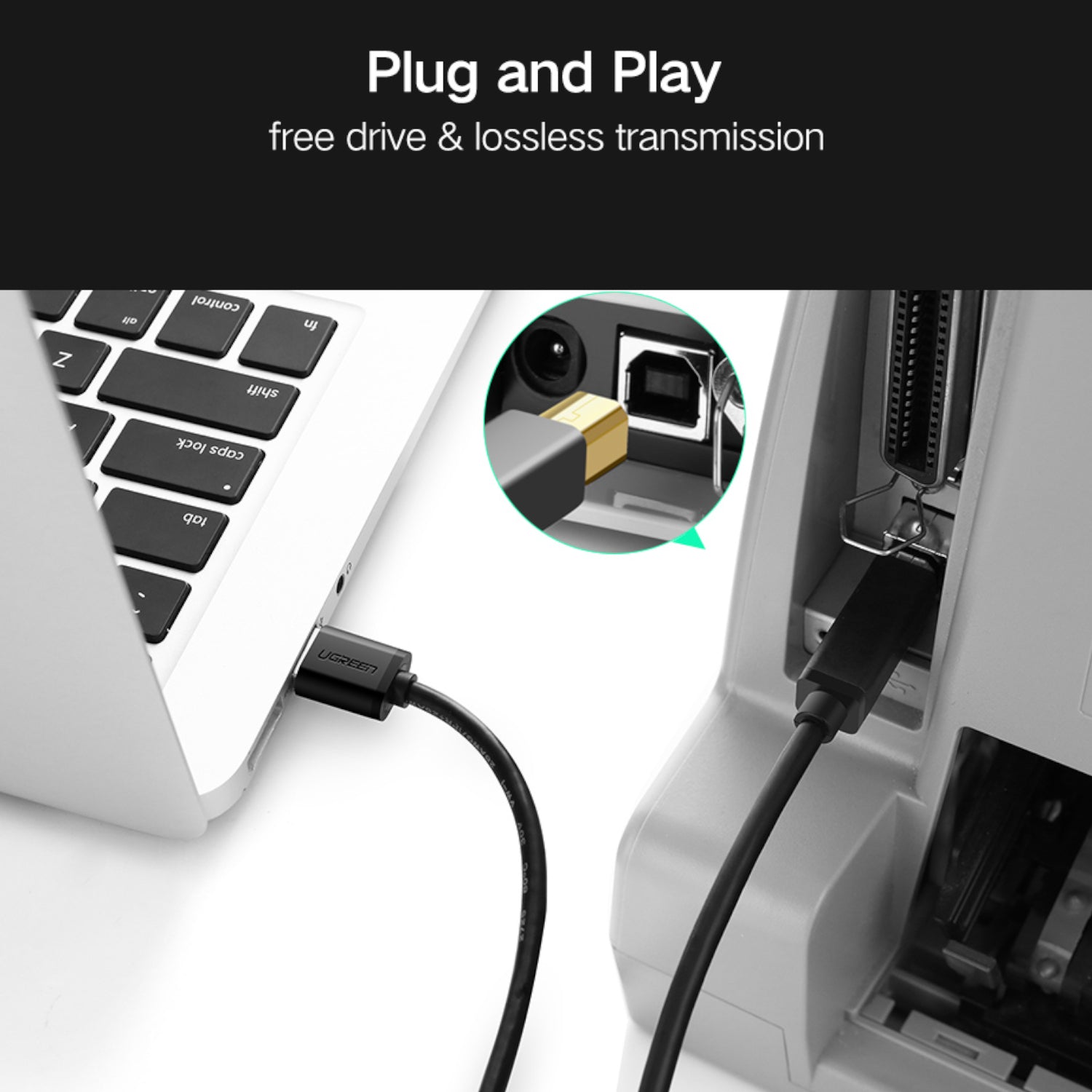UGREEN US210 USB-A Printer Cable 2M - Black – image 5