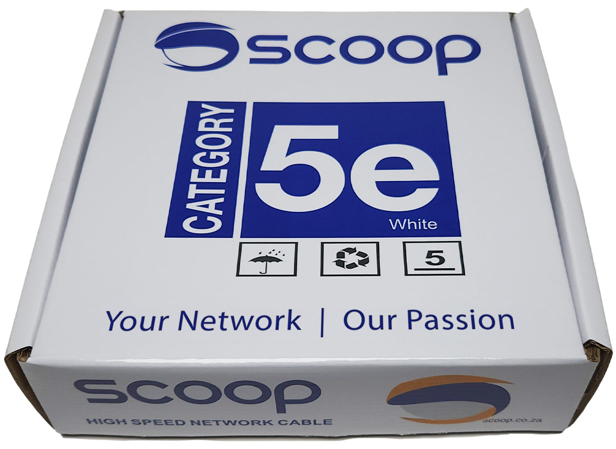 Scoop 100m Box Cat5e CCA White UTP Cable