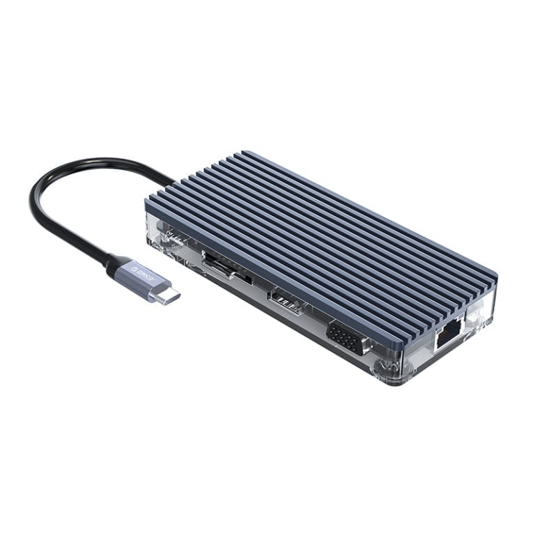 ORICO 11 Port 3 x USB3.0|1 x USB2.0|1 x HDMI|1 x RJ45|1 x TF/SD|1 x Type-C|1 x VGA| 1 x Aux Transparent Hub