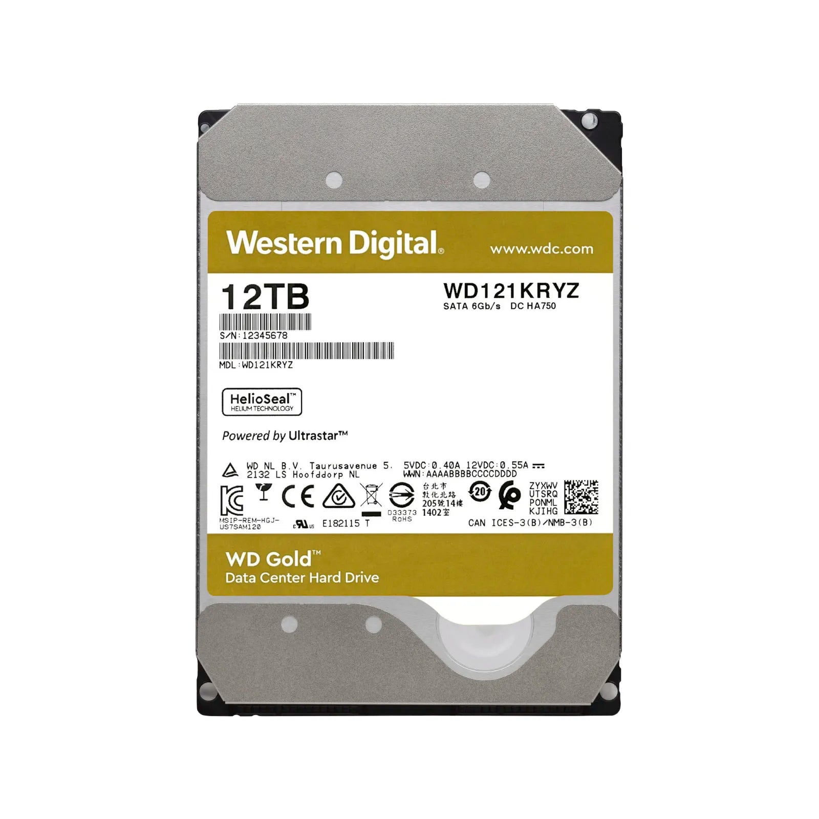 WD Gold 12TB 3.5" SATA Internal HDD