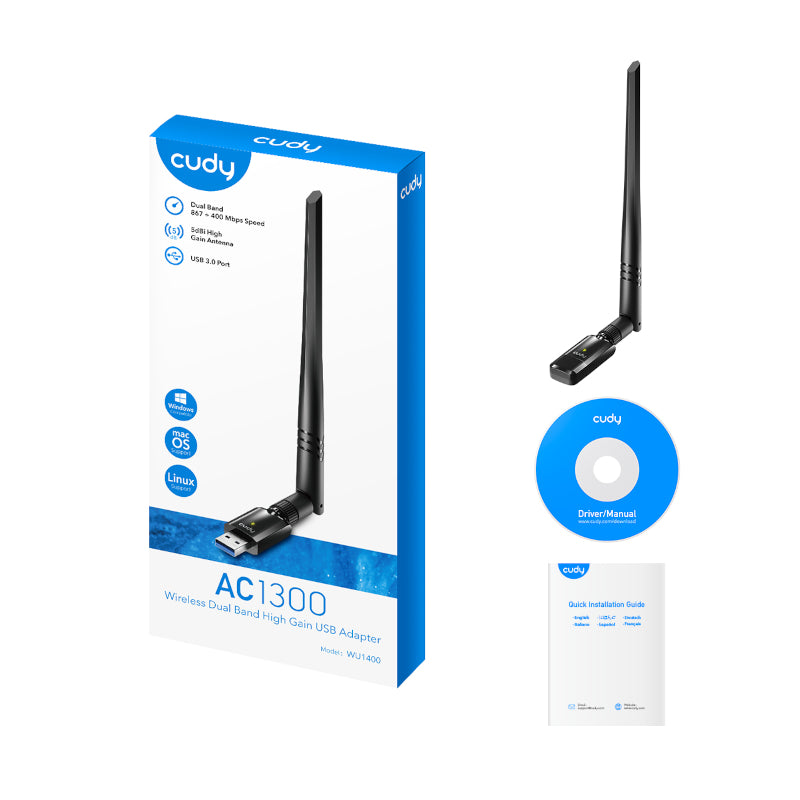 Cudy 1300Mbps High Gain WiFi USB3.0 Adapter with High Gain Antenna – image 2