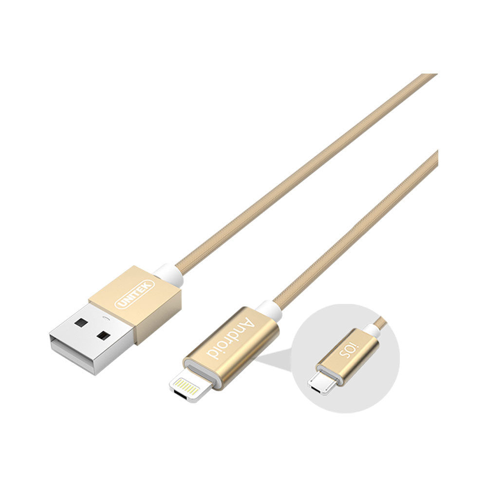UNITEK 1.5M,2-1 MICRO & LIGHTNING GOLD (Y-C4023GD)