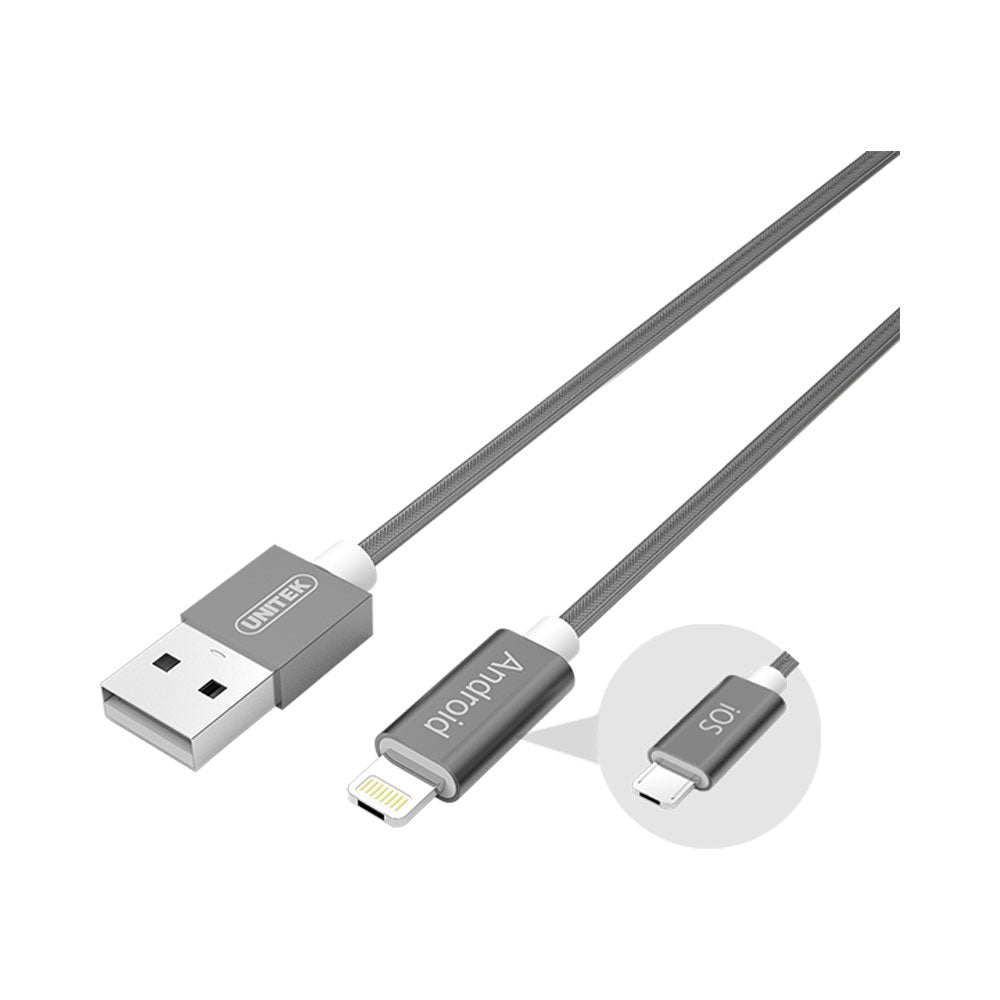 UNITEK 1.5M,2-1 MICRO & LIGHTNING GREY (Y-C4023GY)