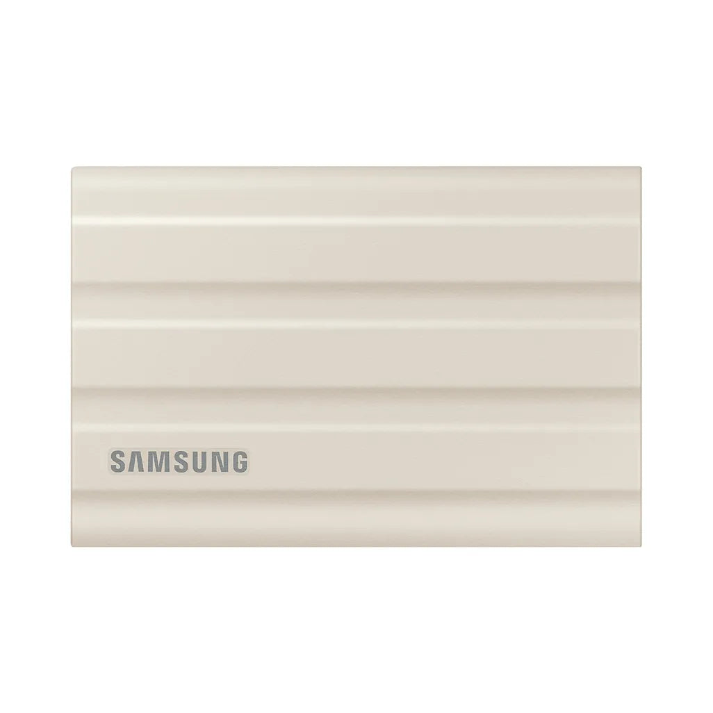 Samsung MU-PE1T0K T7 Shield Portable SSD 1 TB; Transfer speed up to 1050 MB/s; USB 3.2 (Gen2, 10Gbps) backwards compatible, AES 256-bit hardware encryption - Beige
